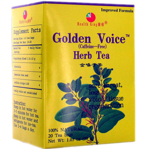 Health King Golden Voice Herb Tea, Caffeine Free - 20 Tea Bags